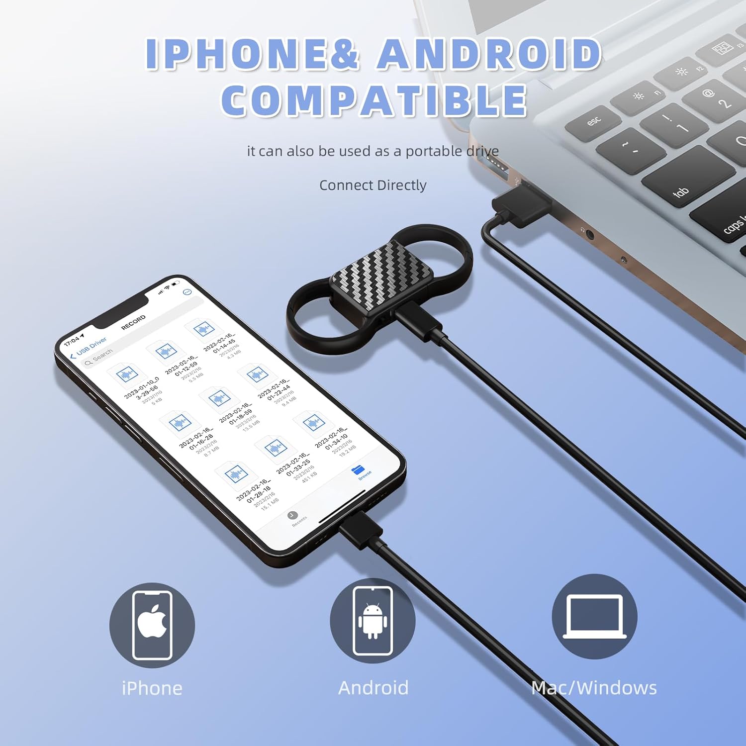 128GB Keychain Voice Recorder,Audio Recording Device with Triple Noise Reduction,Voice Activated Recorder 9200 Hours Capacity,HD Playback for Lectures,Meetings,Interviews