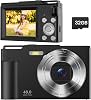 childrens digital camera 48 mp digital camera 1080p fhd 16x digital zoom compact camera mini with 2.8 lcd monitor camera with 32 gb card photo camera with battery digital camera black for