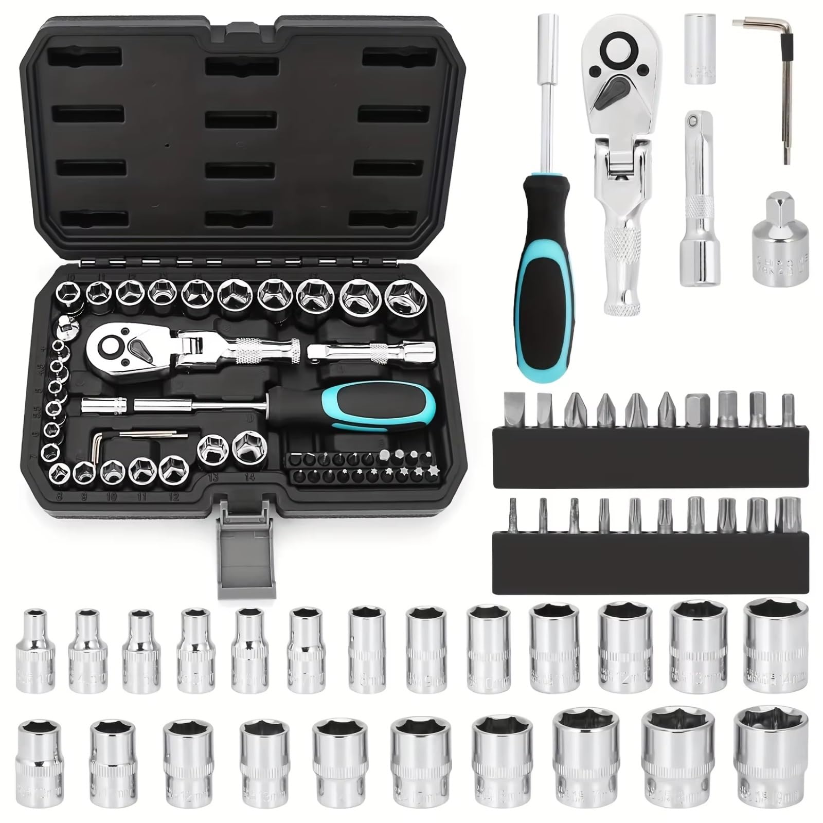 YNIYUJKL Automotive Tool Set: 1/4 Ratchet Wrench Kit With Hex Key Screwdriver Bits For Car Maintenance And Repair Tial Mechanic Tools