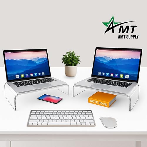 Miniatura 3 de Soporte acrílico AMT para monitores soporte claro para LaptopPCMonitor multimedia soporte para oficina en casa.