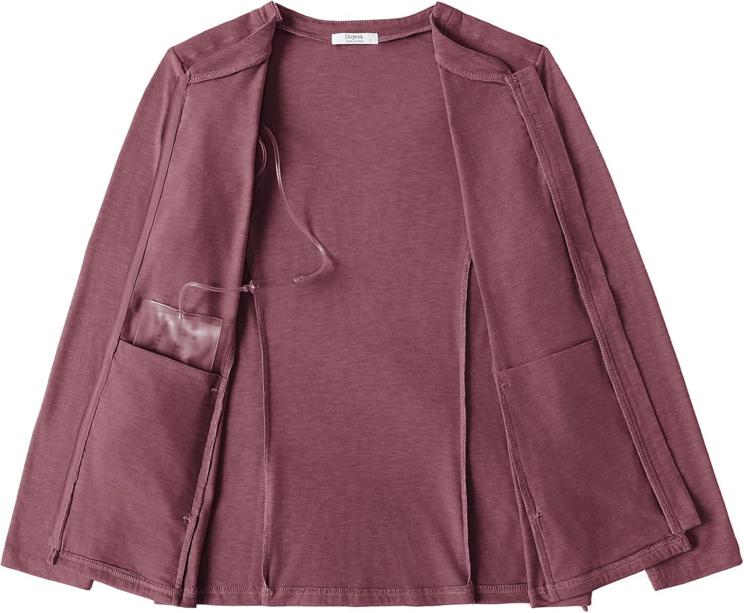 Deyeek Mastectomy Shirts with Drain Pockets Post Shoulder Surgery Tops for Women Chemo Port Long Sleeve with Zippers - Image 9