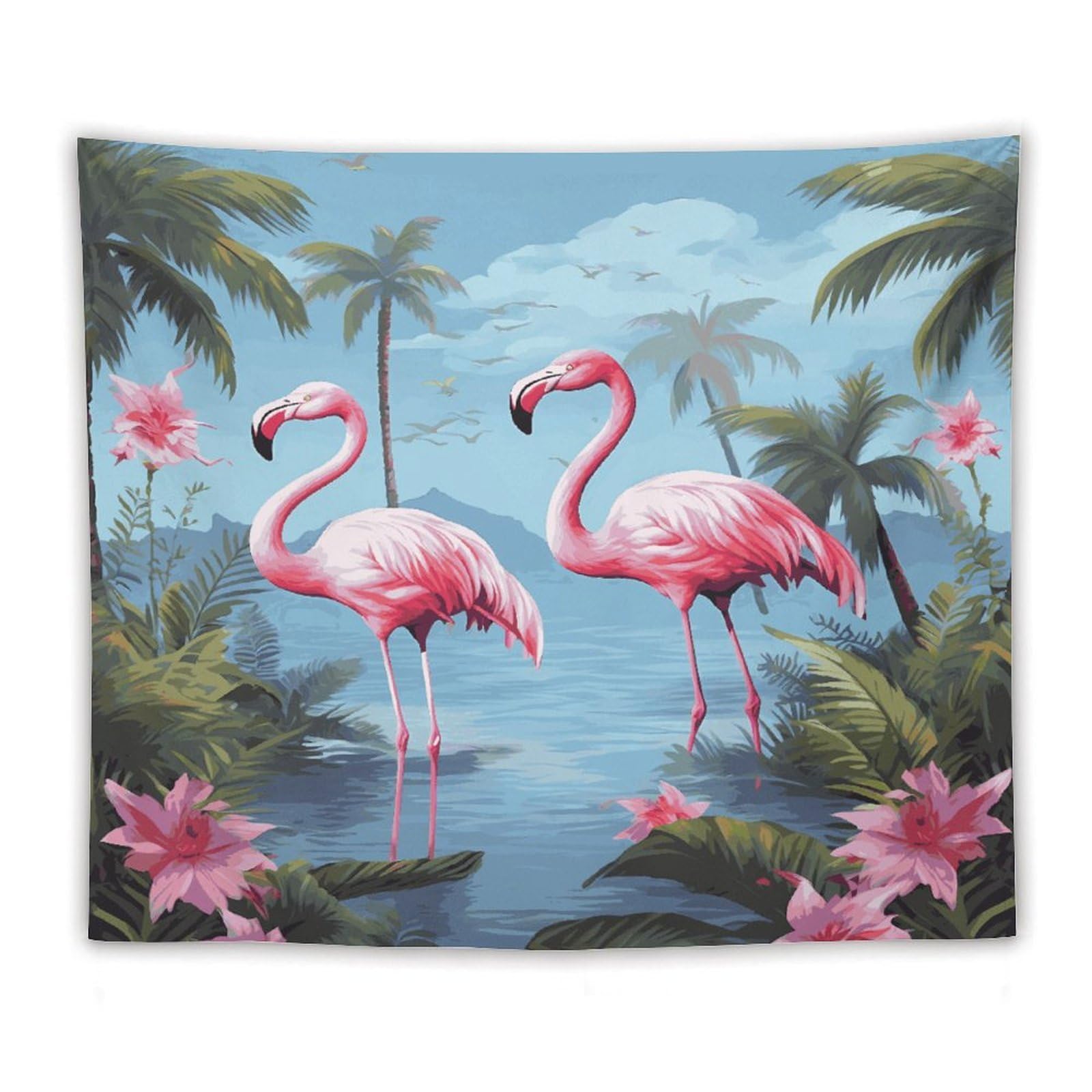 LDGSUPH Tropical Flamingos Tapestry Wall Hanging Decor Anti-fading Aesthetic Wall Tapestries Fashion Wall Blanket Decor Modern Wall Art Tapestry for Bedroom Home Decor 50"x60"