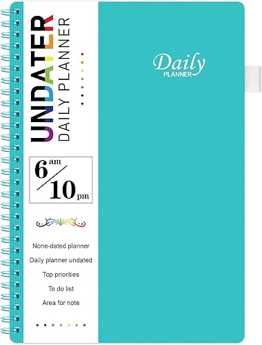 Agenda diaria sin fecha, cuaderno de lista de tareas con horario por hora, planificador por hora, planificador de citas en espiral de 7 x 10