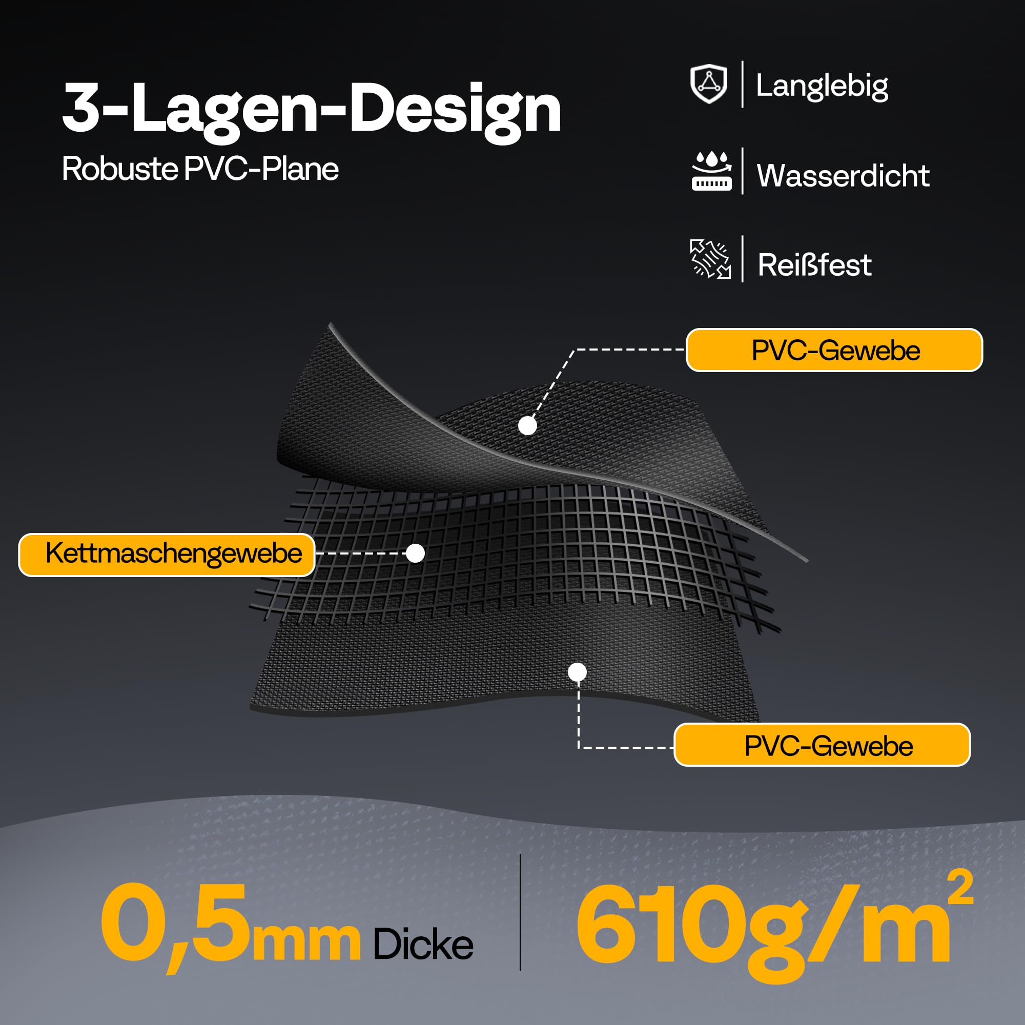 VIVOHOME Garagenbodenmatte, wasserdichte PVC Matte, 256×609cm, Schwarz | Wasserdicht, PVC