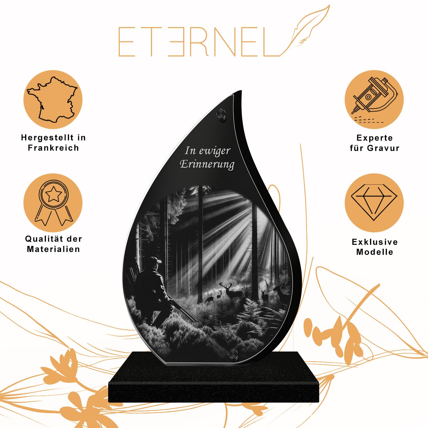 ETERNEL - Personalisierte Grabplatte Spitze - LKW-Foto und personalisierbarer Text, lasergravierte Grabplatte für Hommage, Grabplatte, Grab, Beerdigung, Gedenken