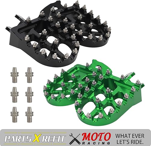 Miniatura 7 de AnXin Estriberas de motocicleta Estriberas para pedales de pie CNC para KLX 110 KLX110 2002-2023 KLX110L 2010-2023 KX60 1998-2003 Verde OEM