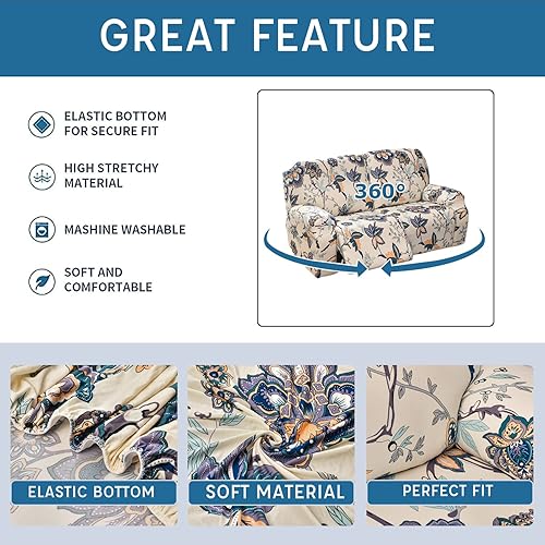 Miniatura 4 de Eco-Ancheng Fundas reclinables para sofá reclinable, fundas de sofá reclinable, fundas de sofá reclinable de 3 plazas, fundas protectoras de muebles