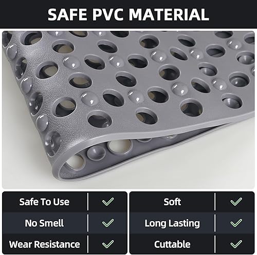 Miniatura 6 de Alfombrilla de ducha antideslizante 35.4 x 23.6 pulgadas, alfombrillas de ducha grandes de PVC para ducha interior - Limpiador de pies de ducha de