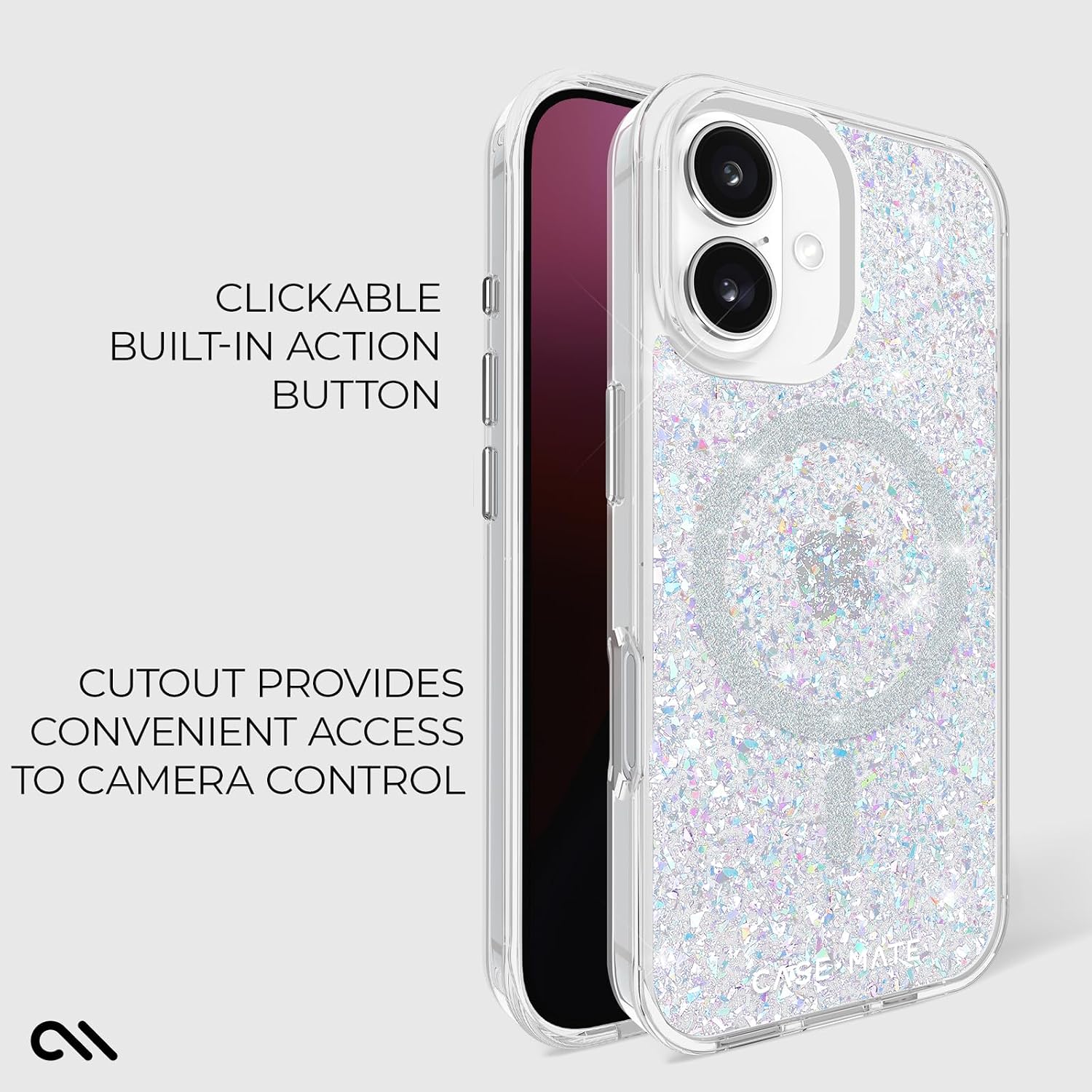 Case-Mate iPhone 16 Case [Compatible with MagSafe] - Stylish Sparkly Phone Case with 12ft Drop Protection - Premium Magnetic Cover for iPhone 16 - Twinkle Disco