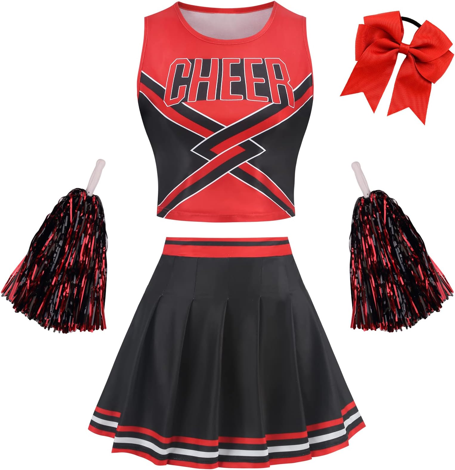 Tenns & Women's Cheerleader Outfit Cheerleading Uniform Halloween Costume Adult Crop Top Cheer Outfit