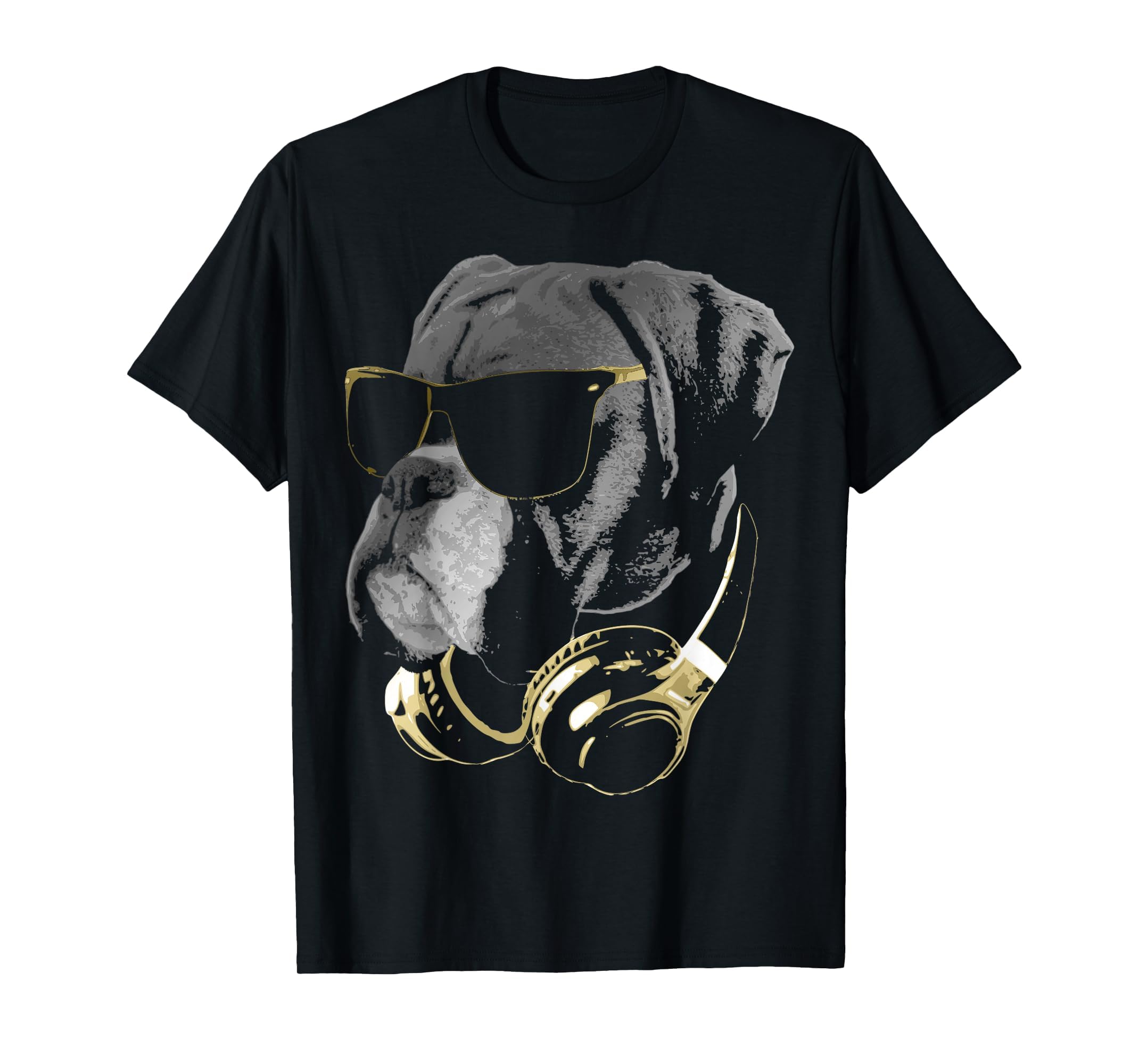 Boxer Dog with Sunglasses and Headphones T-Shirt