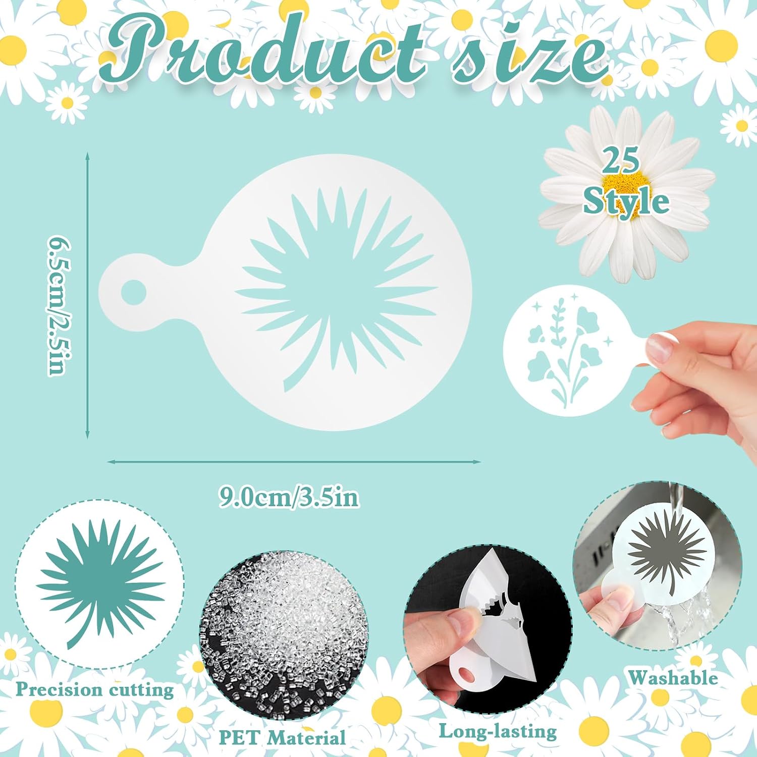 Konsait 20 Pack DIY Coffee Stencils Latte Art Templates for Decorations Reusable Cake Cookie Stencils,Includes Designs for Painting Butterfy, Flowers, Bunny, Bird,Perfect for Party Supplies