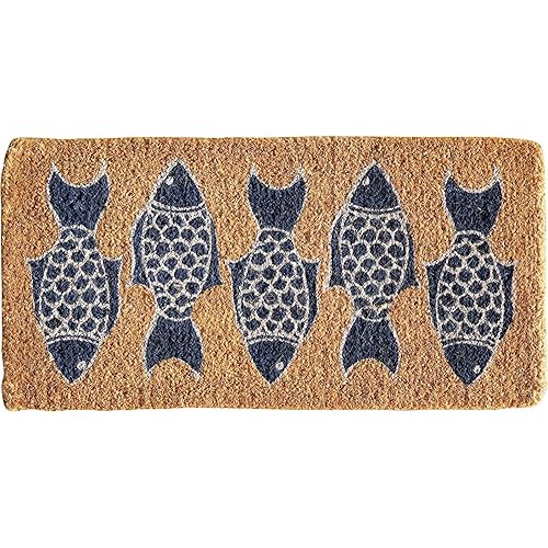 Creative Co-Op Fish Print Natural Doormat Door Mats Outdoor Doormat Indoor for Entryway Funny Kitchen Mats, Decorations Mats 16x24 Inch