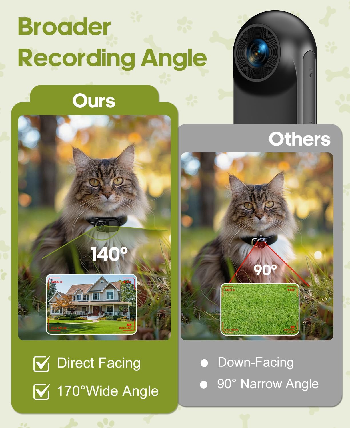 Cat Camera Collar with Video Recording,with 16G SD Card 1080p HD Mini Action Sport Cam,All Activities Pet Camera Stuff,Outdoor/Inoor Wireless Birthday Gift Black