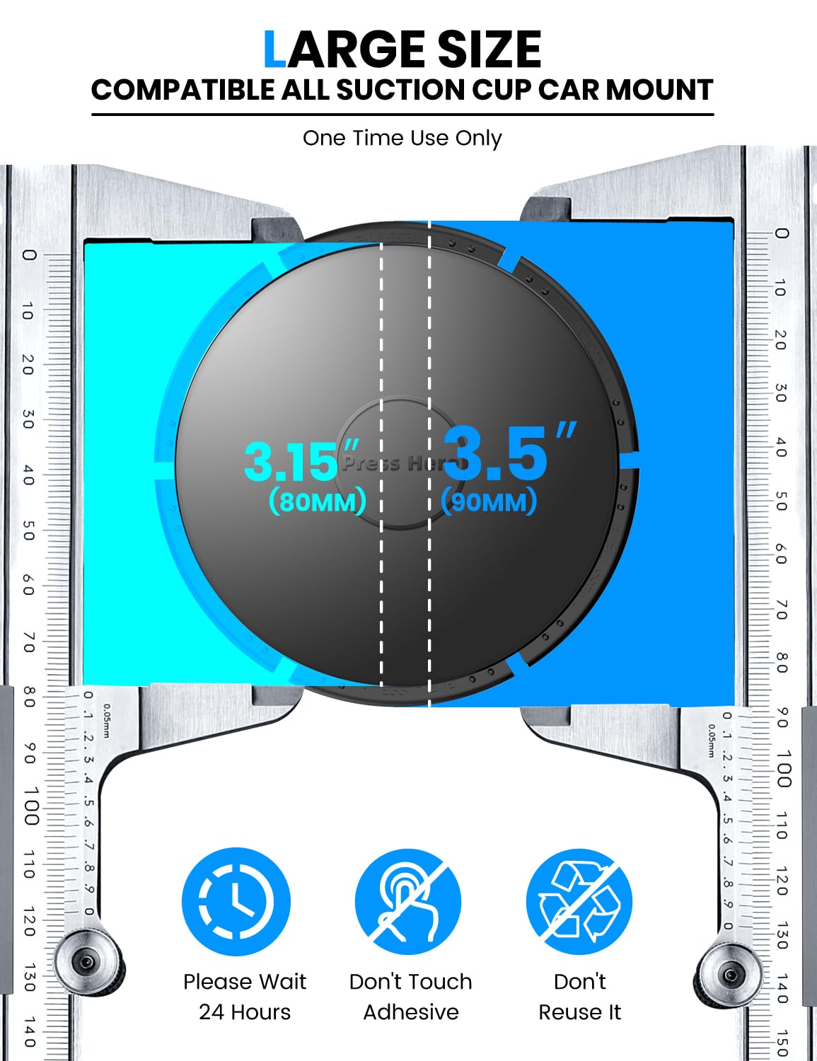 eSamcore Almohadilla adhesiva para salpicadero [4 unidades], para soporte de teléfono con ventosa [diámetro: 3.1 pulgadas] Almohadilla adhesiva 3M para iPhone, iPad, tableta, GPS
