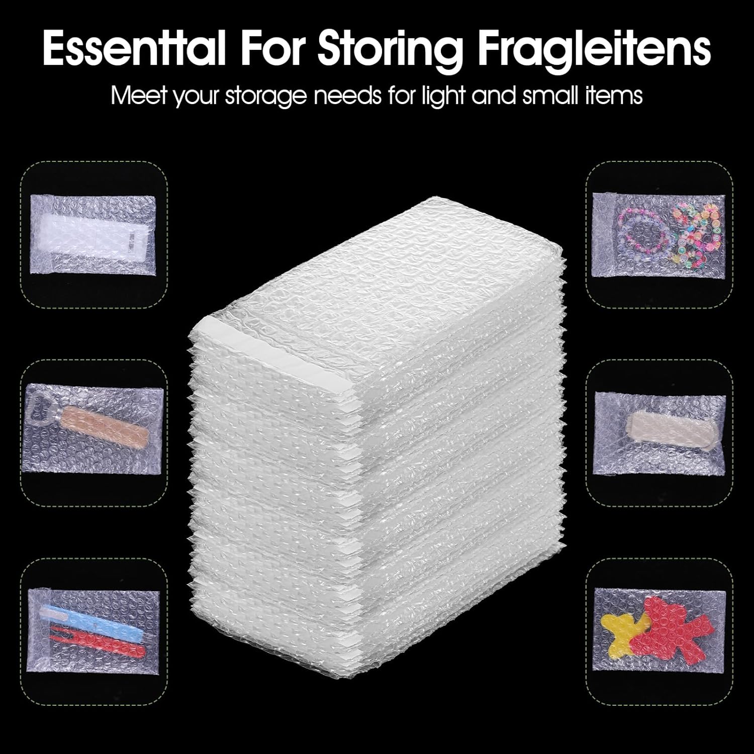300Pcs Clear Bubble Wrap Bags 4 x 6 Inch Self-Sealing Double Wall Bubble Pouches for Moving, Shipping, and Storage