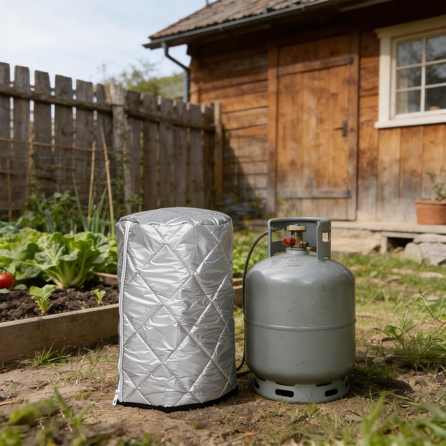 KOMBIUDA Xmas Waterproof Propane Tank Cover for Camping Patio Silver 22 Lb