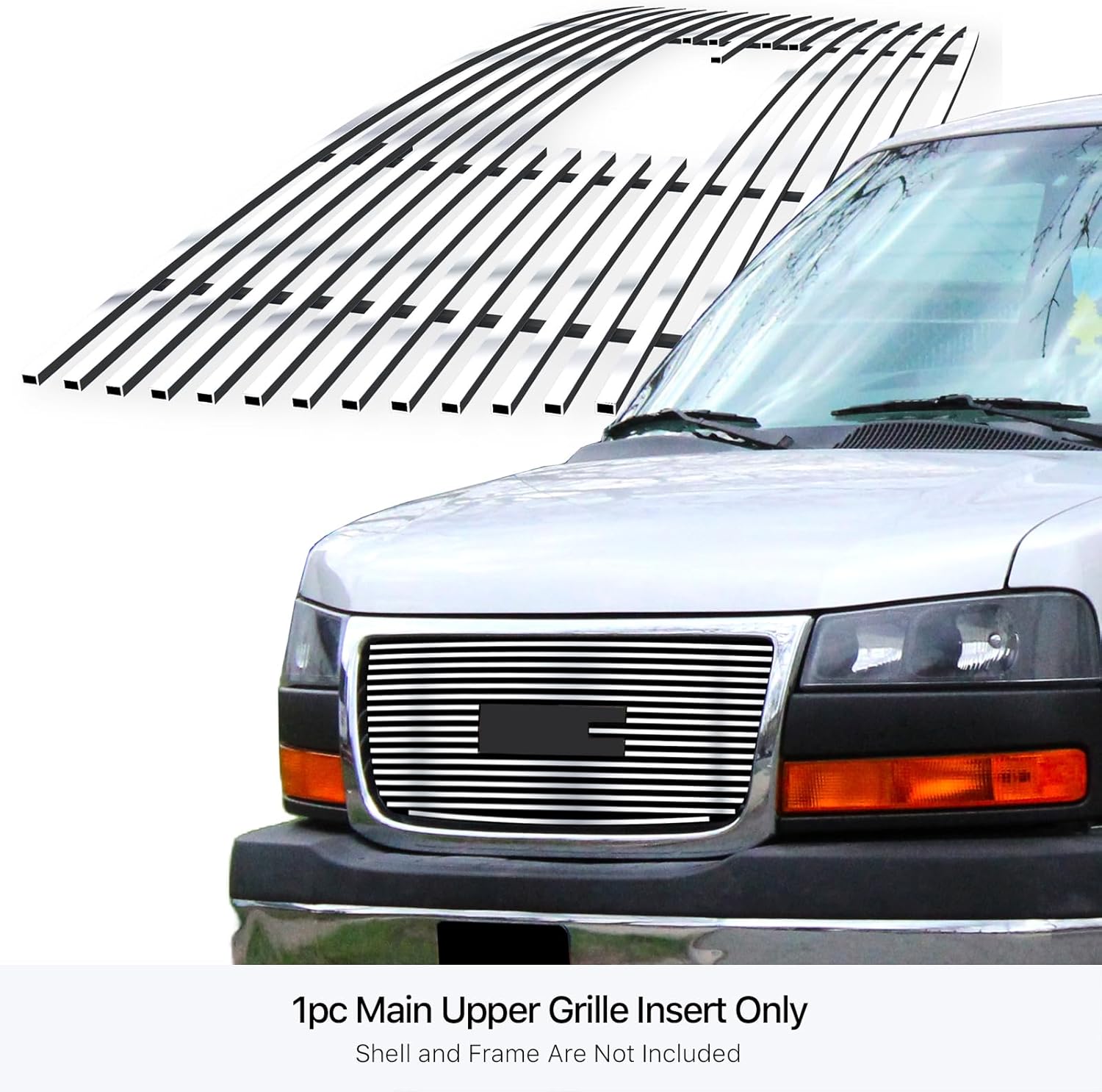 APS grille insert shown installed on a GMC Savana vehicle