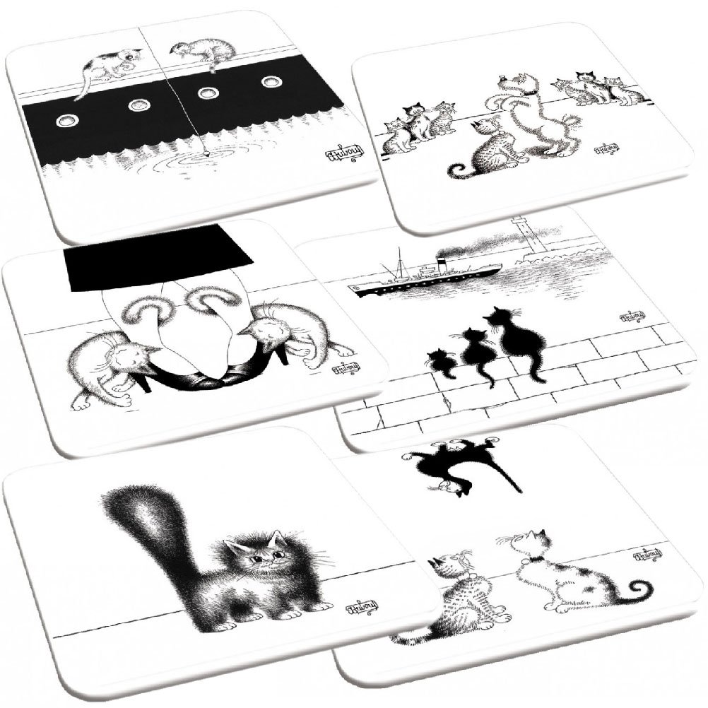 Cats by Dubout Set of 6 Coasters