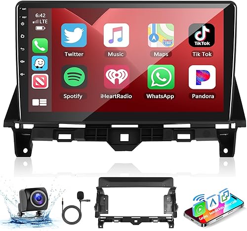 Podofo Estéreo inalámbrico para auto Apple Carplay Android Auto para Honda Accord 8th 2008-2013 Radio, pantalla táctil de 10.1 pulgadas, receptor de