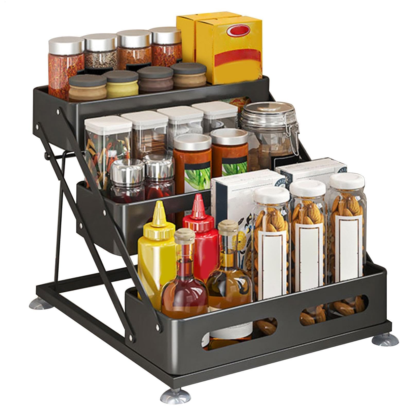 WDSOPK Adjustable Layered Spice Rack: Kitchen & Pantry Storage for Spices Sauces Condiments - Perfect for Home Restaurants & Foodies!
