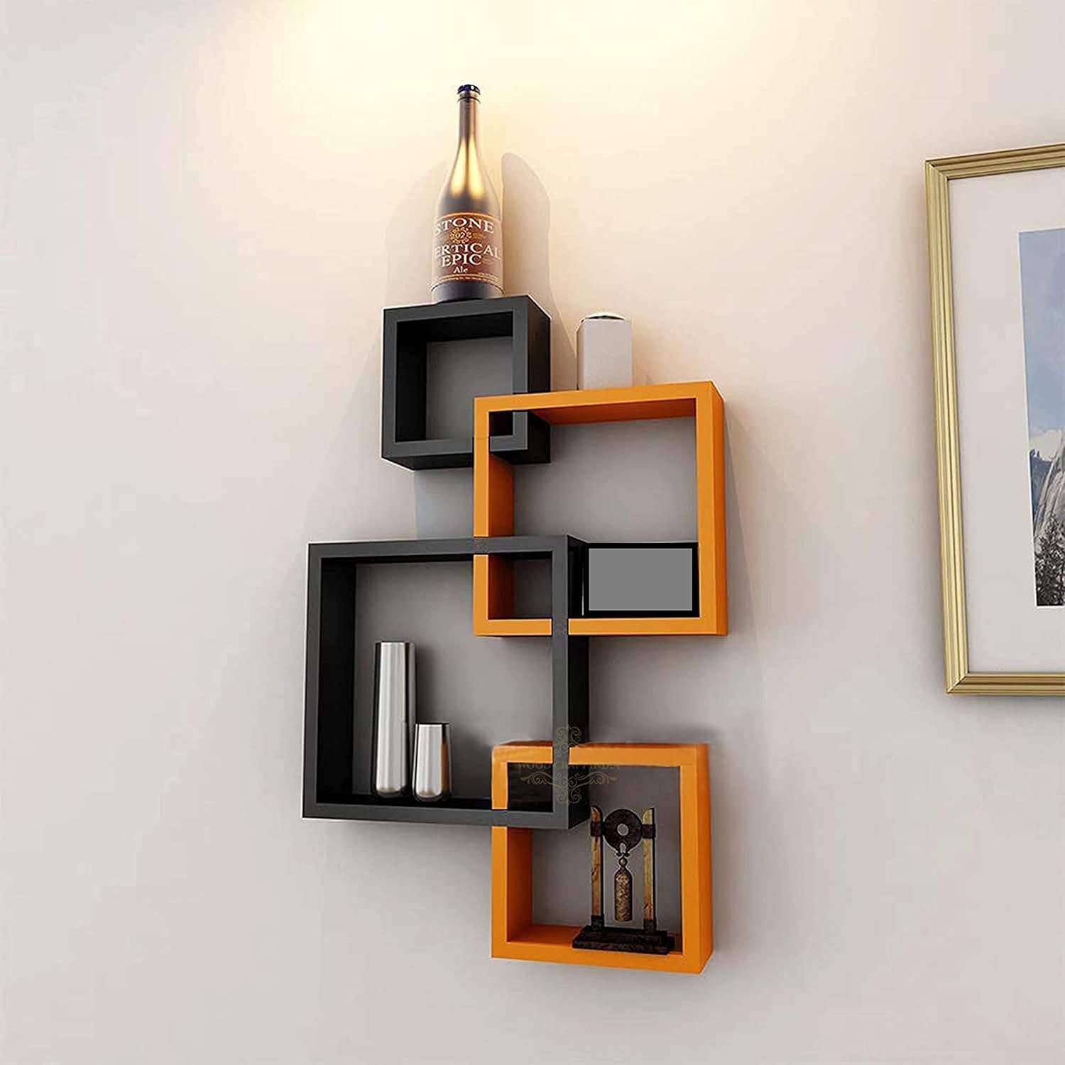 DecorEnBois Trusted Decor Wall Shelves with Intersecting Shelves for