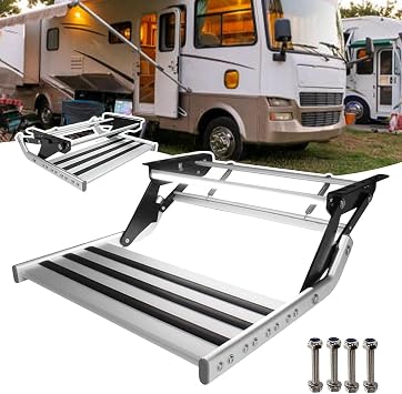 RV Folding Electric Automatic Steps with Light, 440lbs Load Capacity, for Easy Camper Entry and Exit