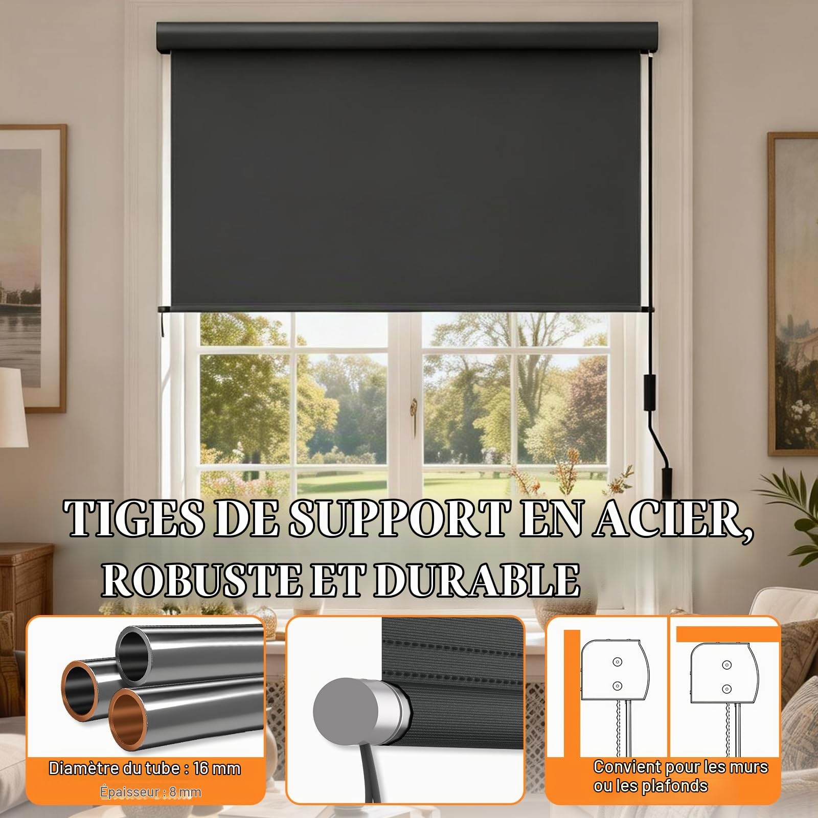 Huracan Store Vertical Extérieur 160 x 250 cm, Protection Solaire en Aluminium avec Manivelle, Résistant à l'eau, Store de Jardin, Store de Terrasse, Balcon Brise-Vue, Anthracite