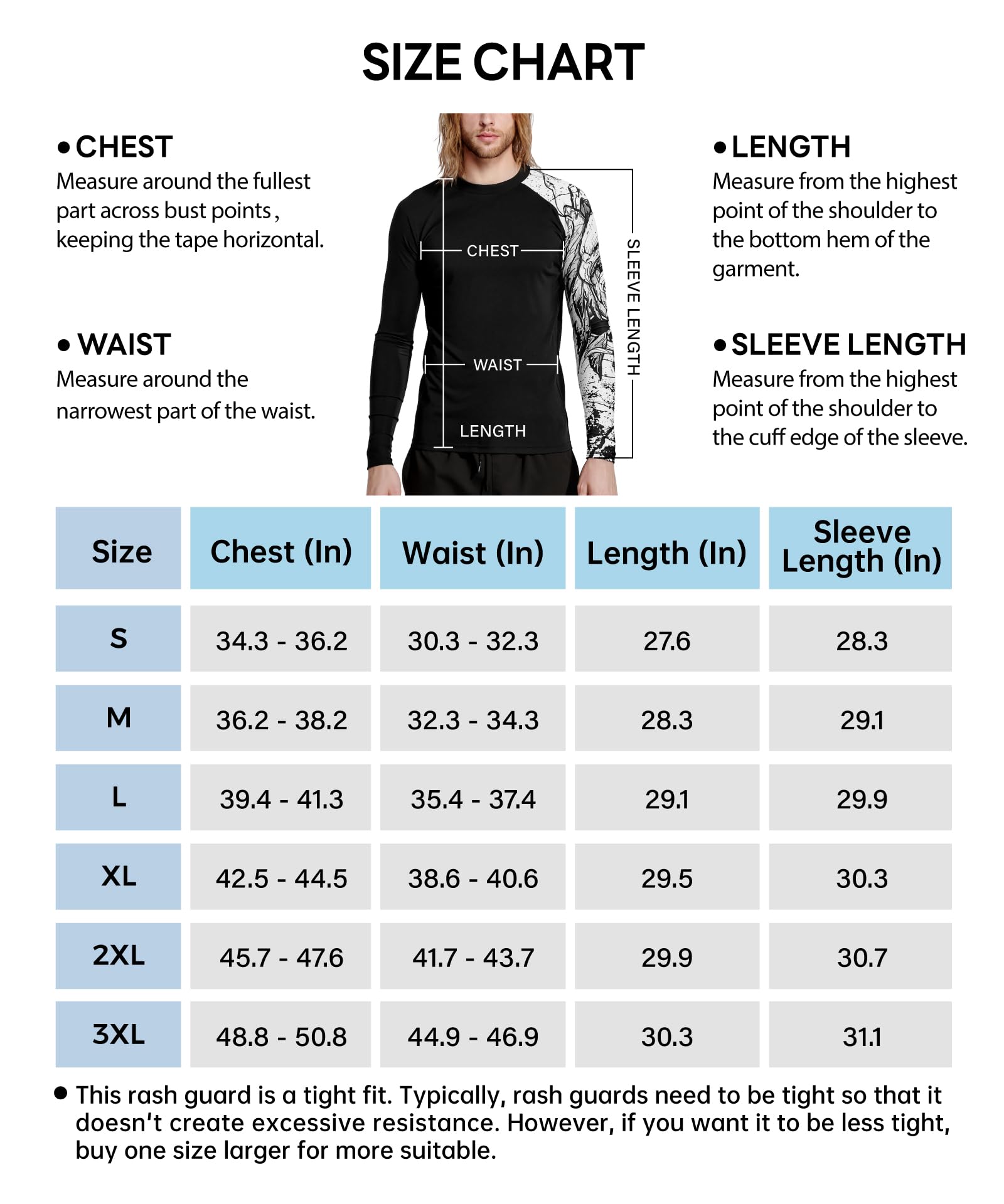 HUGE SPORTS Rashguard Homme Haute de Combinaison en Tissu très élastique spéciale Manches Longues Protection Solaire UV (UPF) 50+
