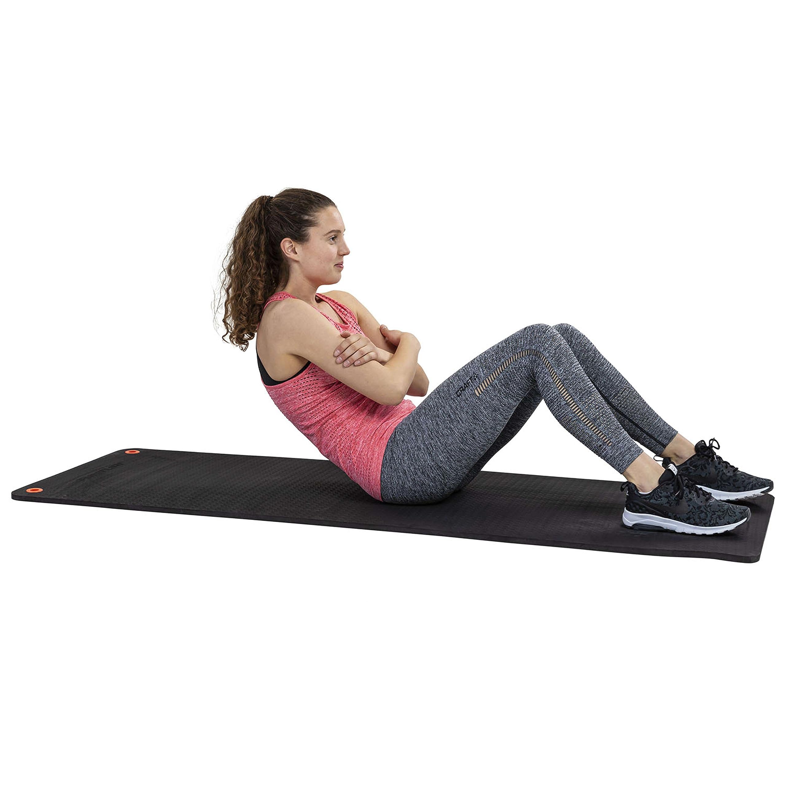 Tunturi Gymnastikmatte, extra dicke Fitnessmatte 1,5 cm, 180 cm, schwarz, Yogamatte zum Aufhängen