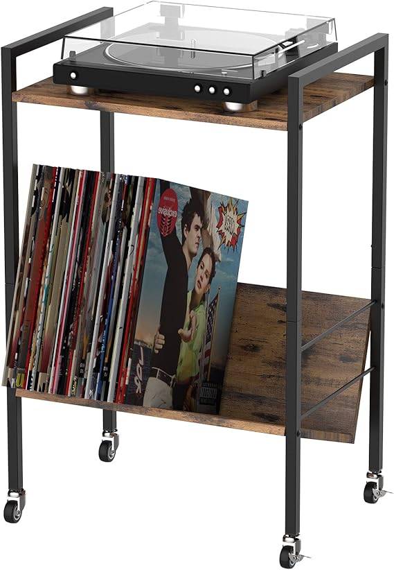 YBING Record Player Stand 2Tier Record Player Table with