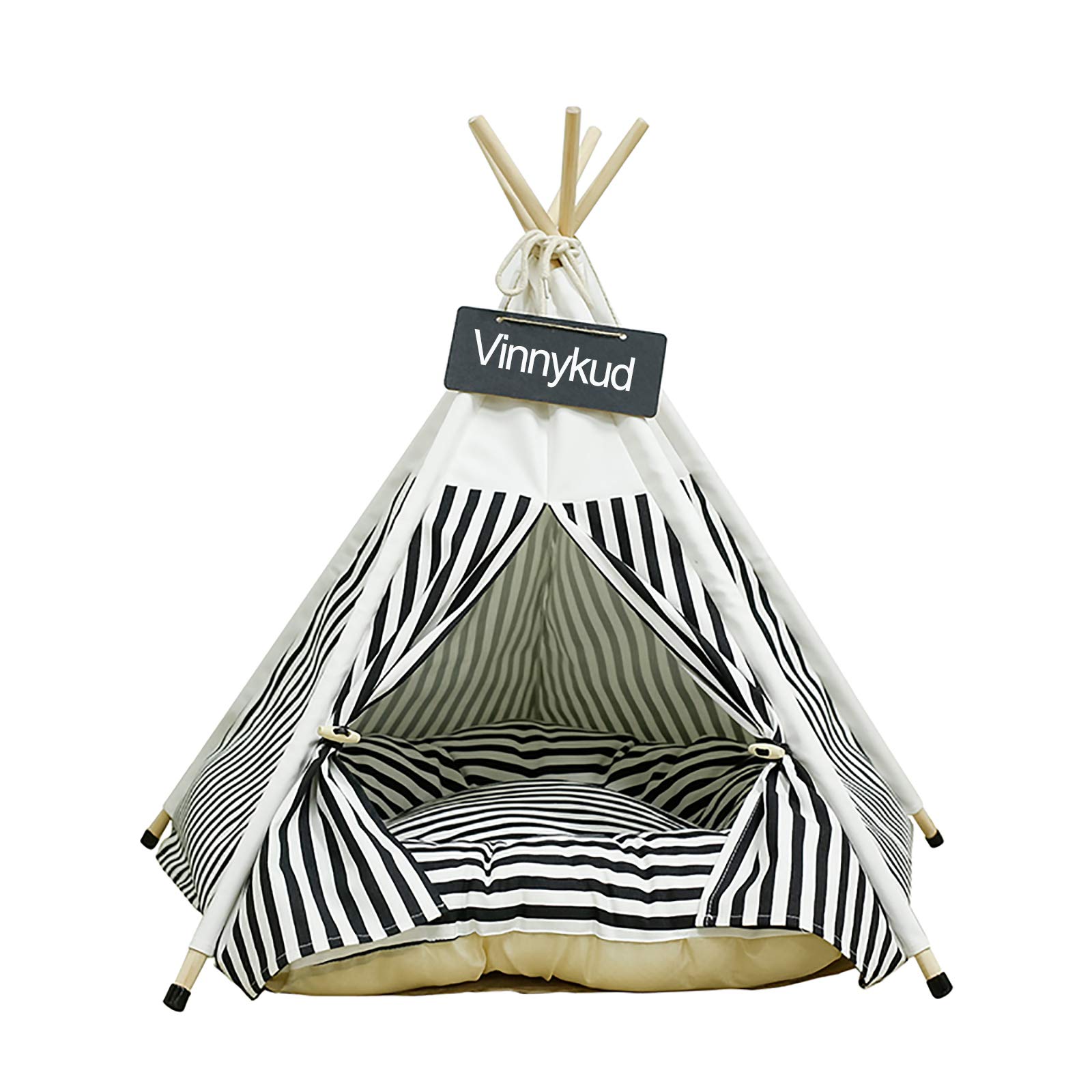 Vinnykud Tienda para Mascotas con Cama,Casa de Lona para Perros y Gatos Casas con Cojín Extraíble y Lavable para Mascotas con Cojín de