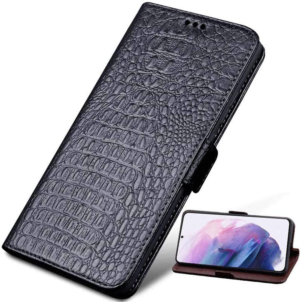 Étui iPhone 11 anti-rayures : housse portefeuille en cuir crocodile avec support