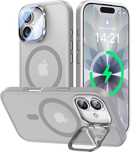 Miniatura 62 de Funda para iPhone 14 Pro de 6.1”, cubierta para cámara con soporte, protector de lente de cámara 9H, compatible con MagSafe, a prueba de golpes de