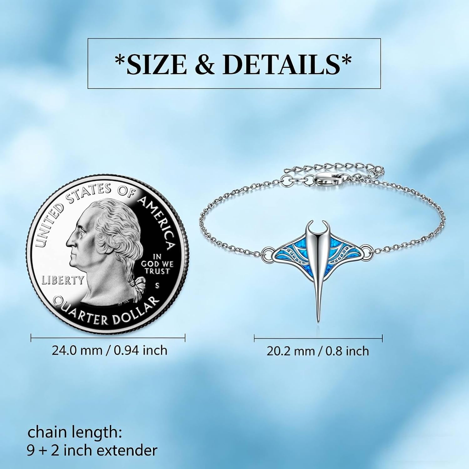 Stingray Anklet Blue Opal Mantaray Jewelry Manta Ray Gift For Women Mom