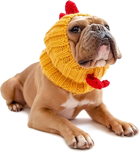 Zoo Snoods Disfraz de gallo  Redecilla tejida de pollo para mascotas, cubierta cálida para el cuello para Halloween e invierno (talla M)