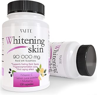 VAITE Glutathione Whitening Pills - Dark Spots & Acne Scar Remover - 5000 - Made in USA - Vegan Skin Bleaching Pills with Anti-Aging & Antioxidant Effect - 120 Capsules