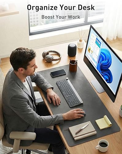 Miniatura 132 de Aothia Tapete protector de escritorio, alfombrilla para mouse, antideslizante, impermeable, de piel sintética, secante de escritorio, para Verde