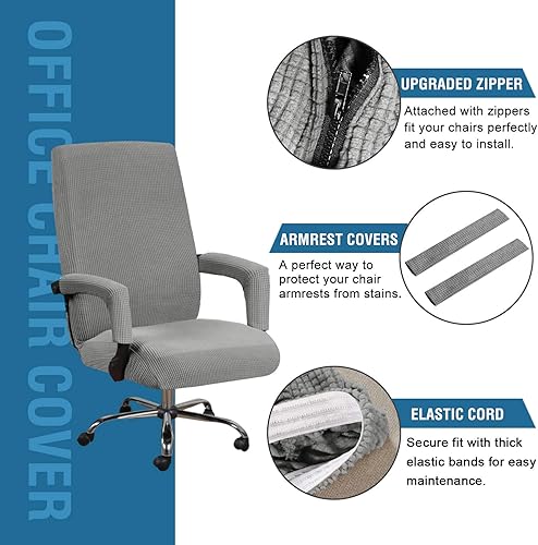 Miniatura 7 de H.VERSAILTEX Fundas para silla de oficina en casa, fundas elásticas para sillas de escritorio de computadora, respaldo medio y alto, fundas