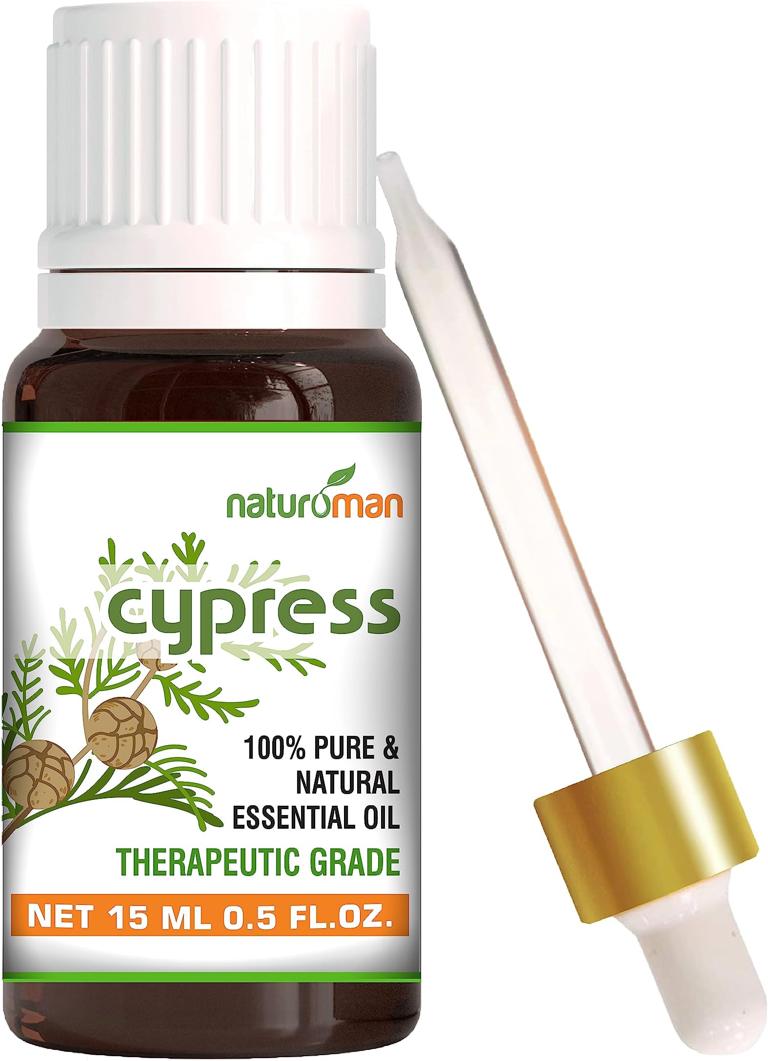 Naturoman Therapeutic Grade Cypress Oil | For Skin, Hair, Aromatherapy | Natural & Pure | Calming and Relaxing Effects | Essential Oil for Fragrance at Home | Pack of 1 | 15 ml