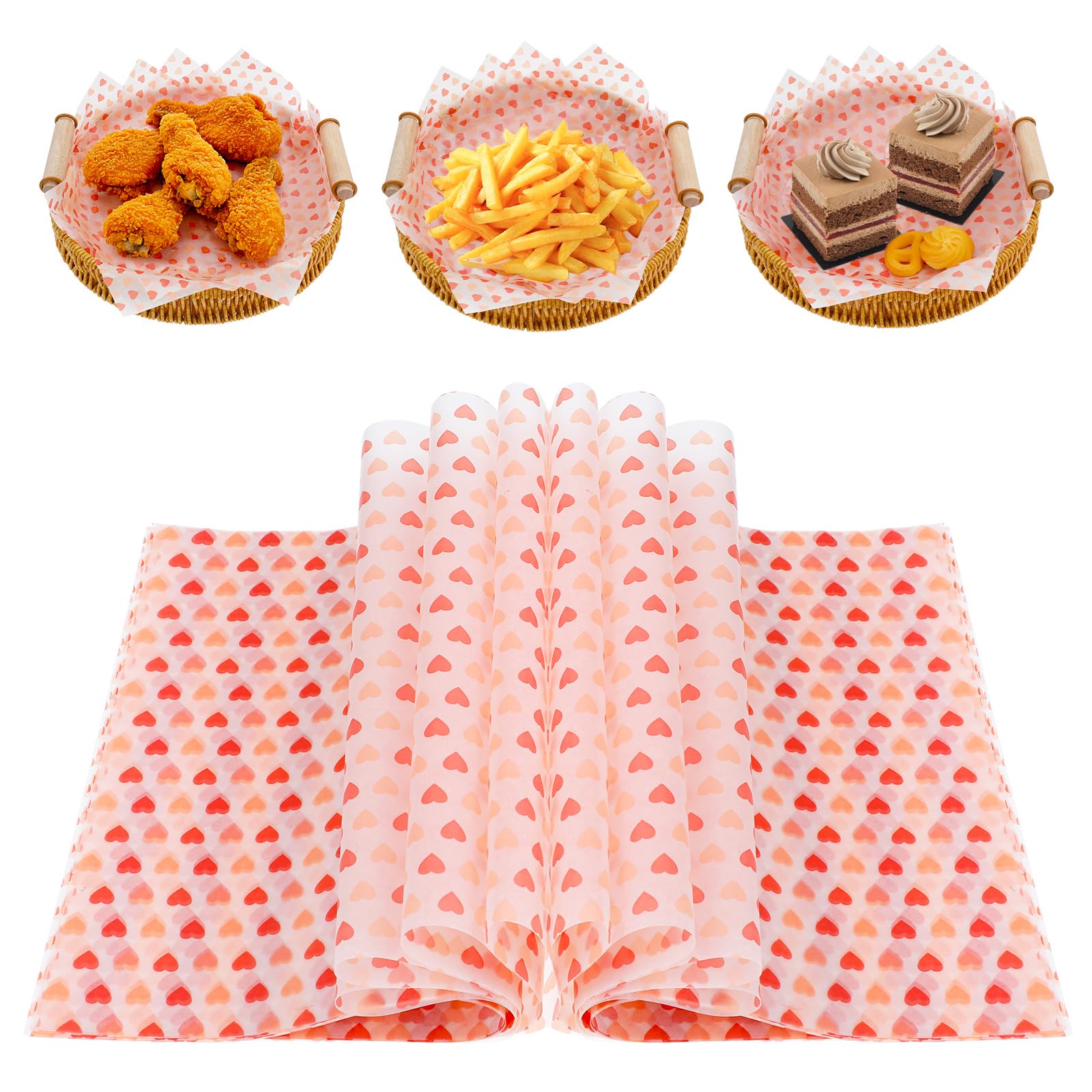 50PCS Wax Paper Sheets, Food Wrapping Paper, Food Basket Liners