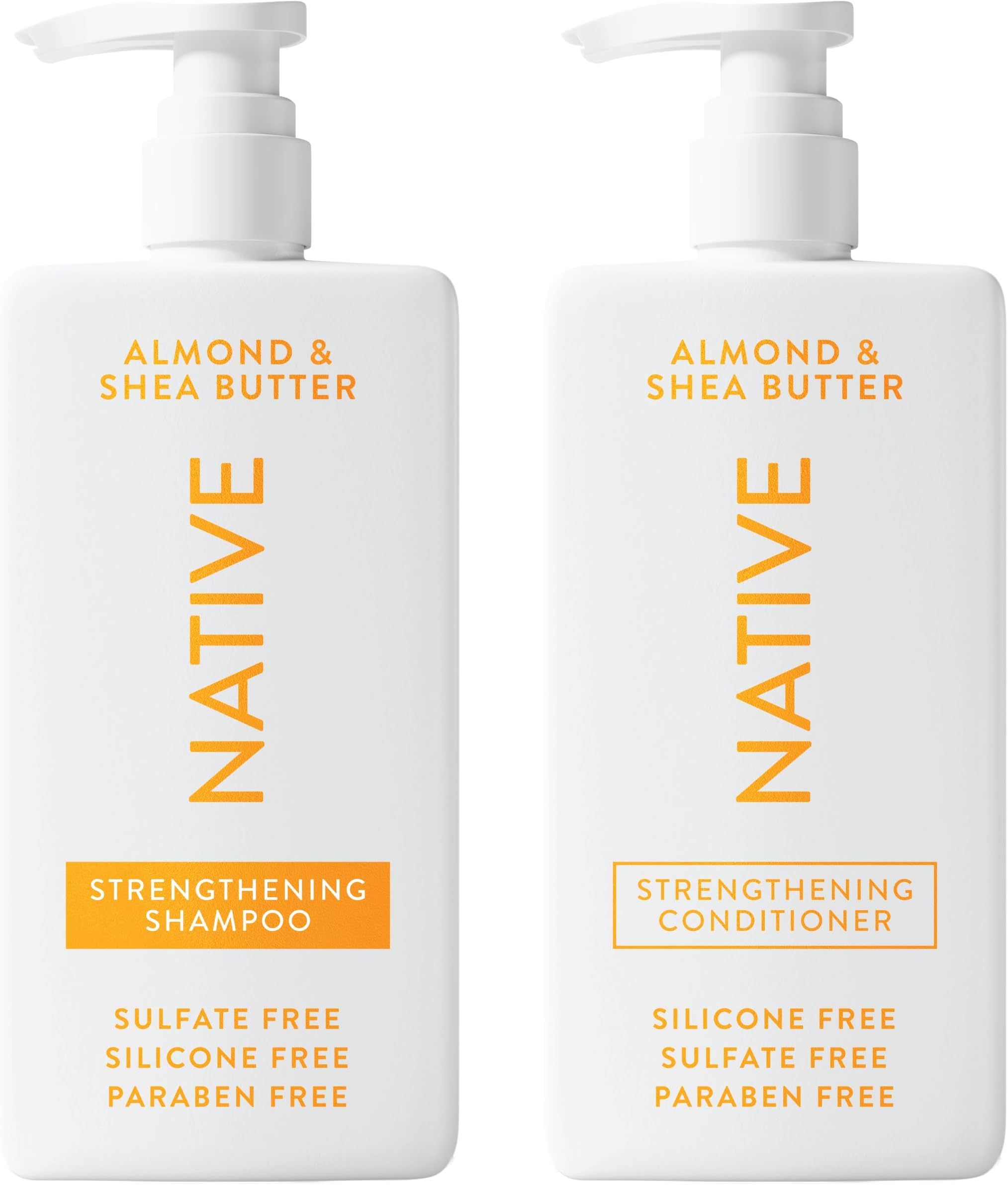 Native Shampoo and Conditioner Contain Naturally Derived Ingredients| All Hair Type Color & Treated, Fine to Dry Damaged, Sulfate & Dye Free - Almond & Shea Butter, 16.5 fl oz each (2 pack)