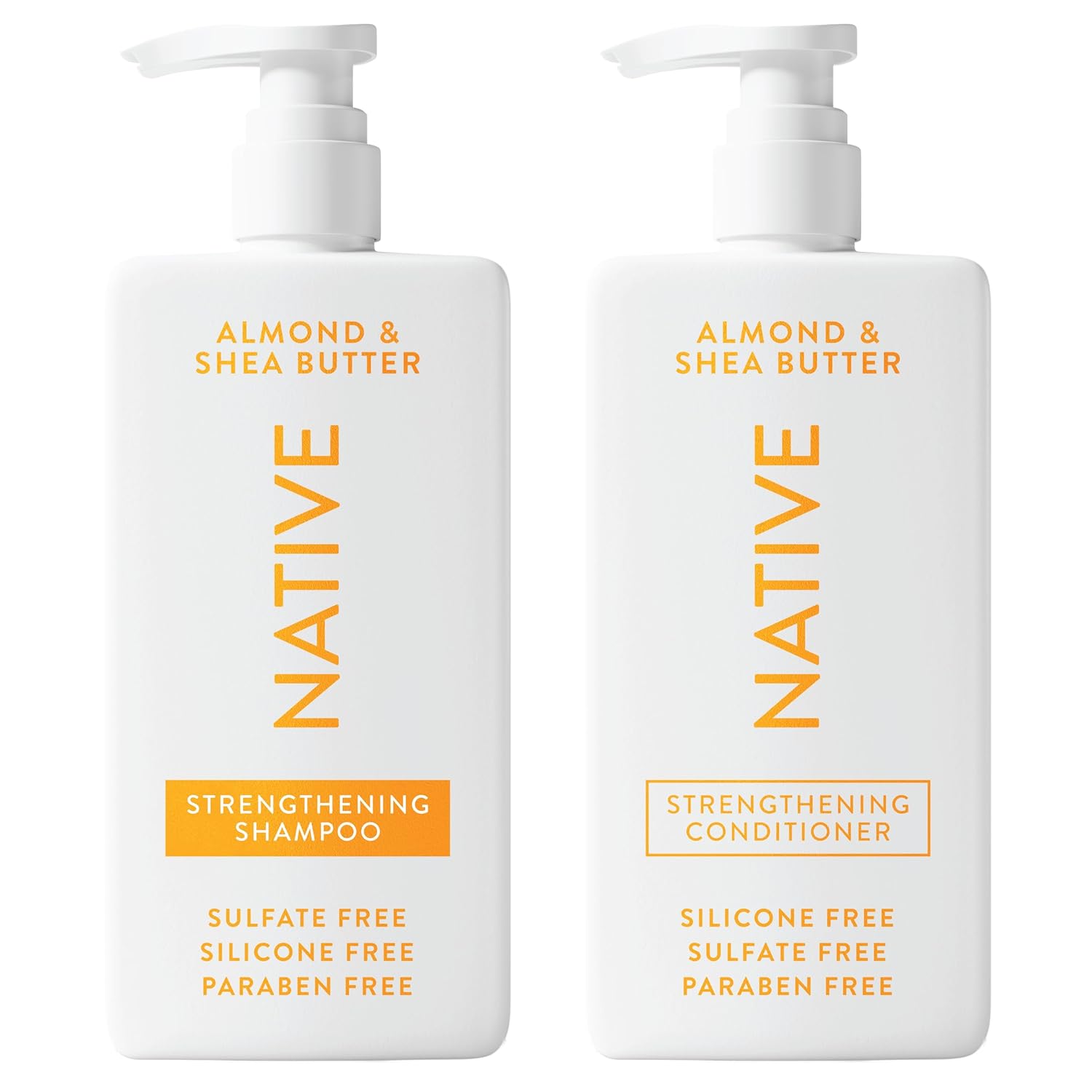 Native Shampoo and Conditioner Contain Naturally Derived Ingredients| All Hair Type Color & Treated, Fine to Dry Damaged, Sulfate & Dye Free – Almond & Shea Butter, 16.5 fl oz each (2 pack)