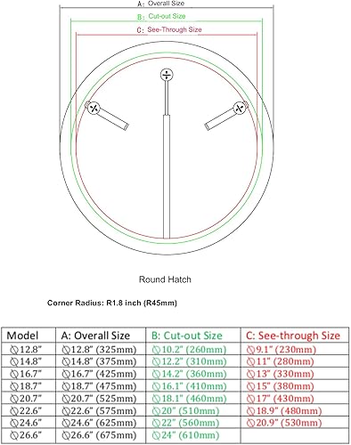 Miniatura 8 de Galamarine Deck HatchMarine Hatch Porthole - Escotilla redonda de aluminio anodizado con vidrio templado para barcoyatenáuticoRV
