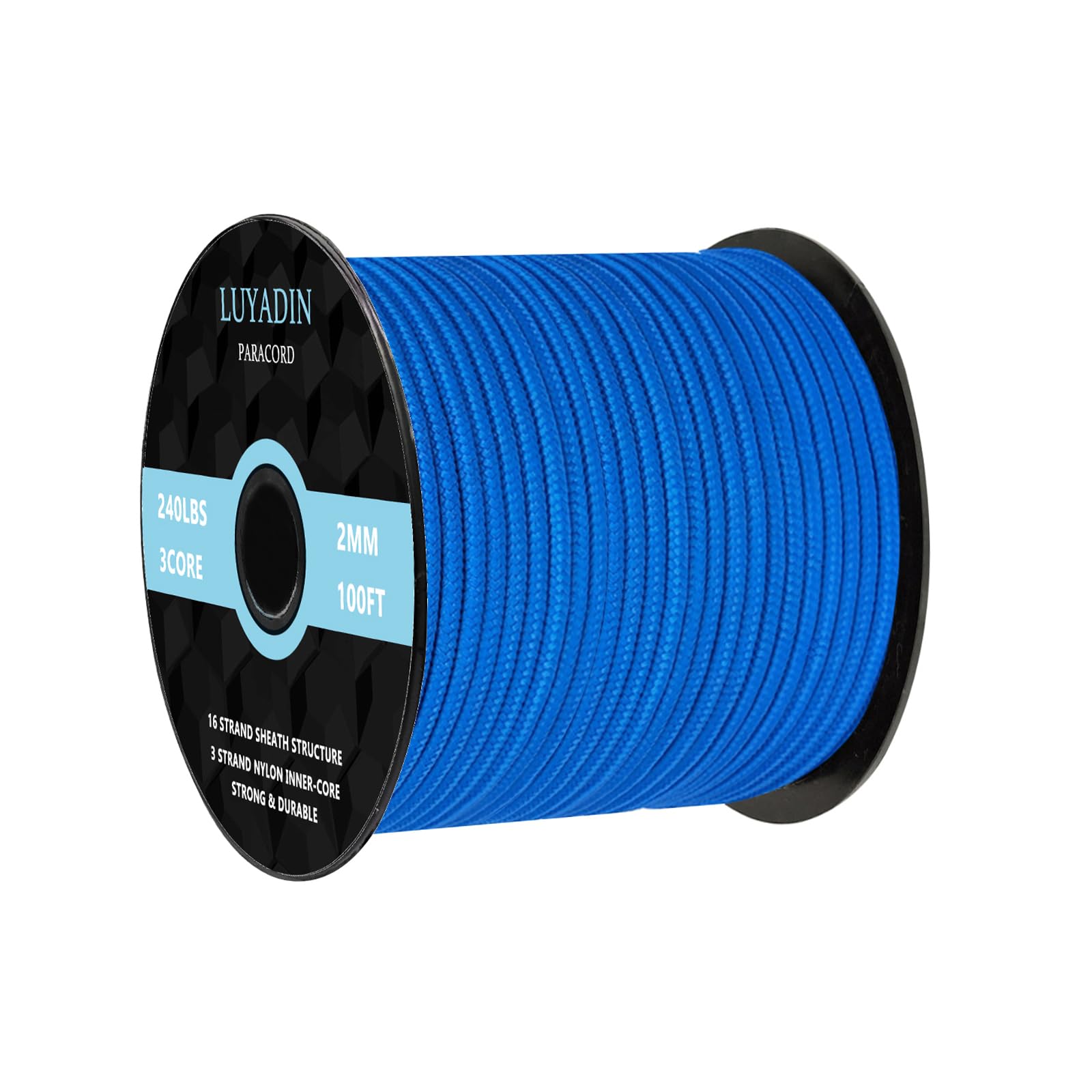 LUYADIN Paracord 240lb - Diameter 2mm Micro Utility Cord -3 Strand Parachute Spool Cord - 100ft 200ft,Paracord for Camping,Hiking,Fishing,Outdoor and DIY — image 1