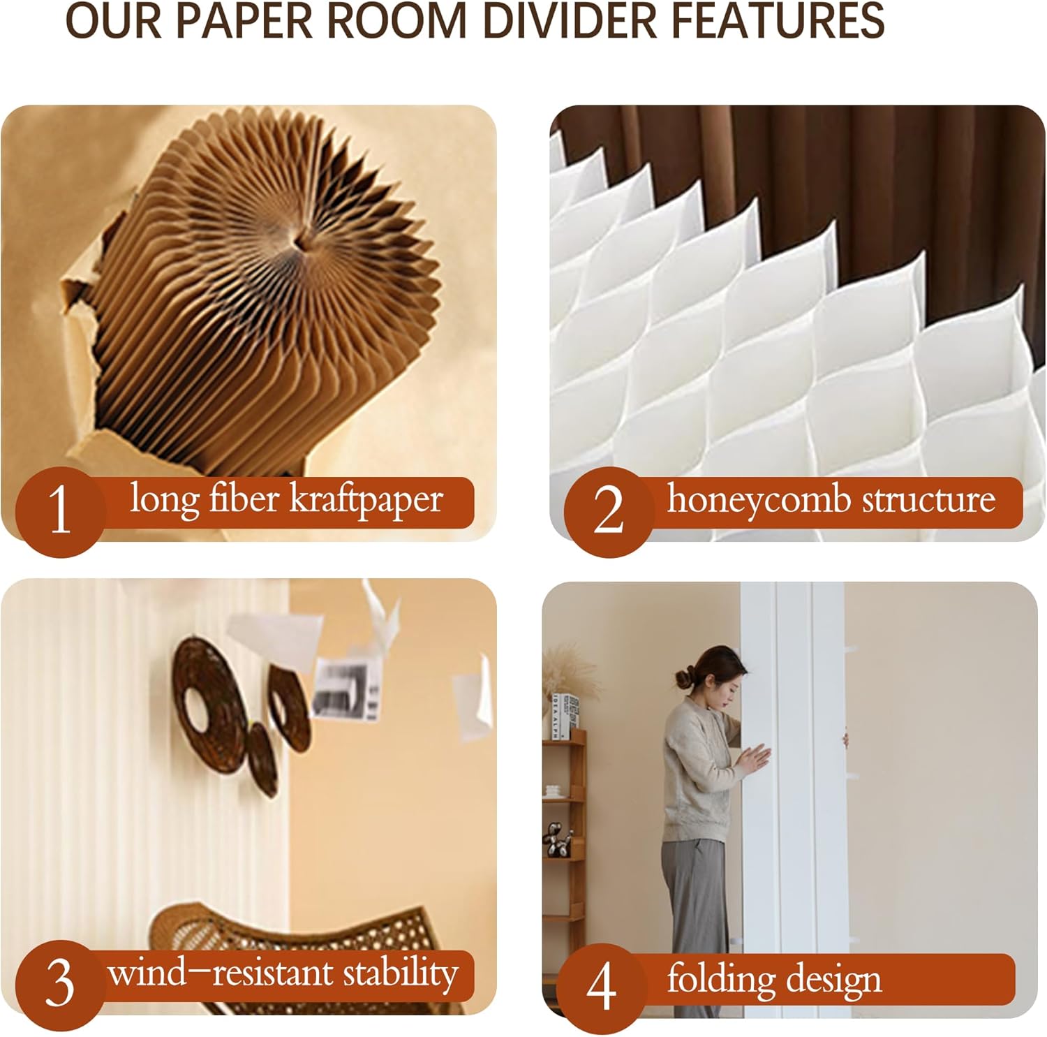 Paper Room Divider Retractable Room Dividers Folding Privacy Screens Paper Partition Wall Divisor de Habitaciones for Home/Office/Clothing Store/Enterprise Office,Trade Show,Rhombus