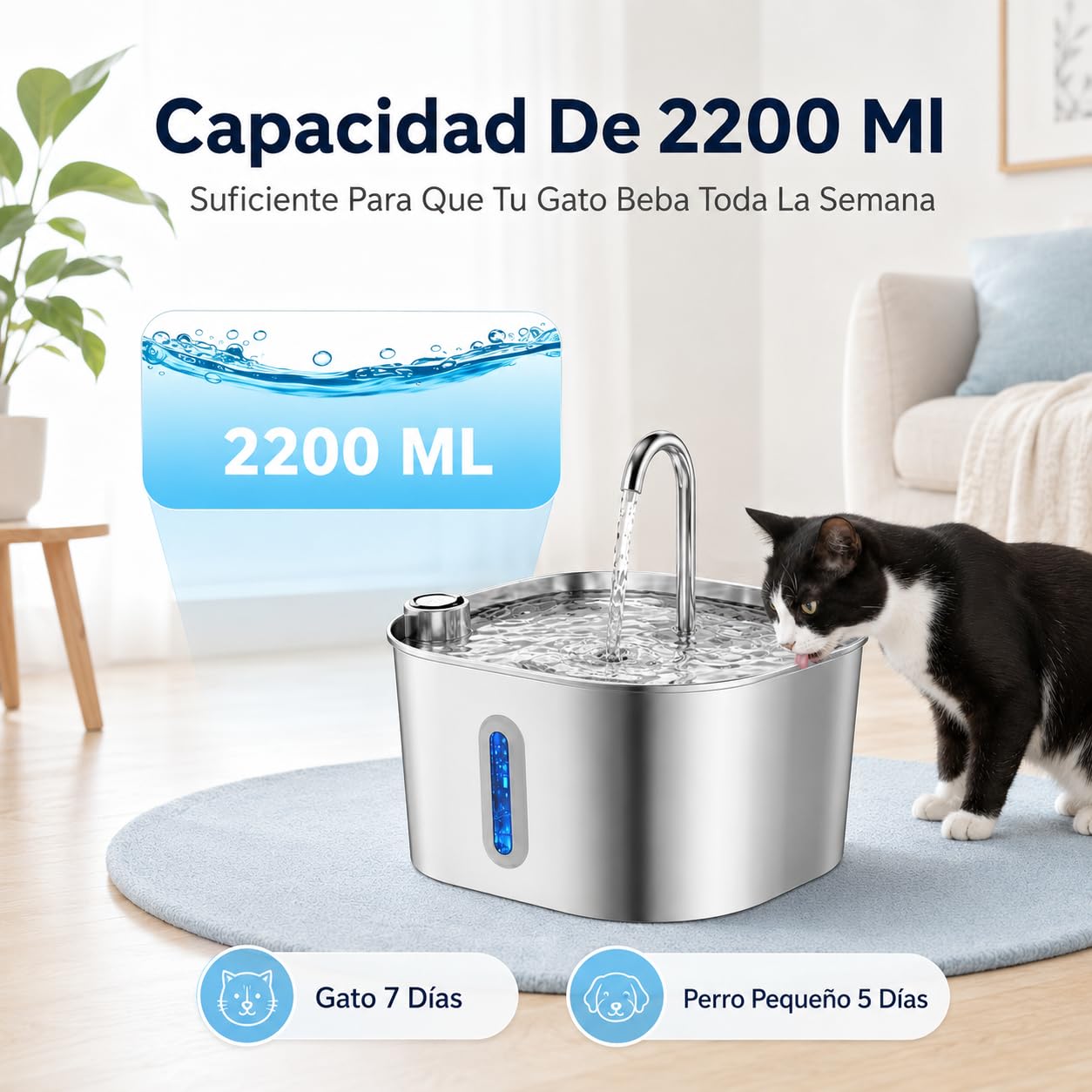 Cat Vitalis Catvitalis Fuente De Agua Gatos Diseno Compacto Circulacion Agua Continua Filtro Higienico para Mascotas Domesticas (1 Artículo)