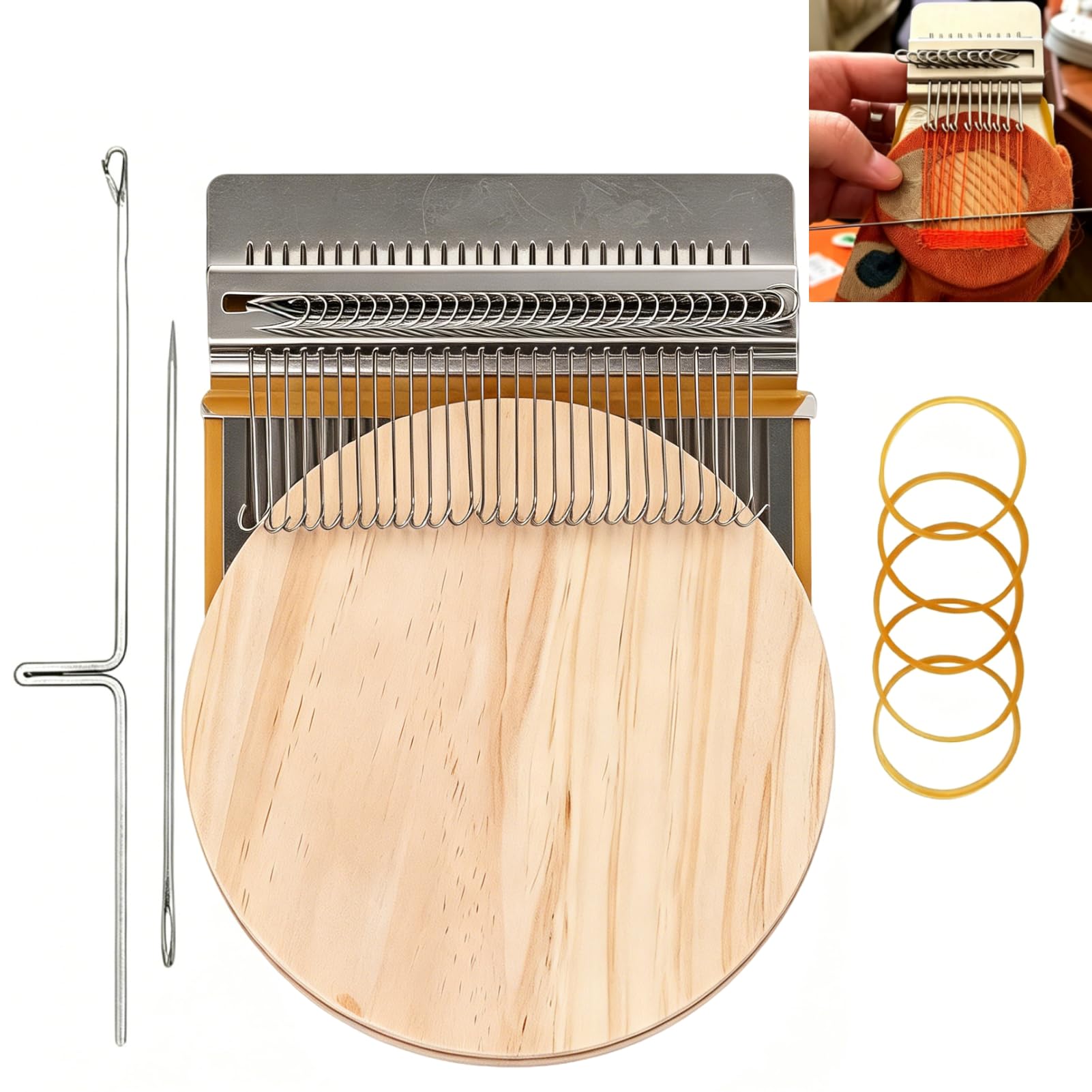 Frdhee Small Weaving Loom for Mending, Darning Loom Speedweve Type Weave Tool Small Weaving Loom Machine Patchmaker Loom Art Mending Loom Kit (28 Hooks)