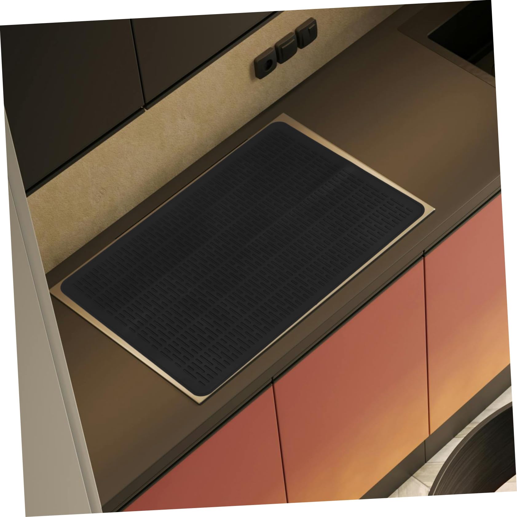 Mikikit Alfombrilla de Silicona Protectora para Cocina Multiusos y Antideslizante para Cocinas de Inducción Protección de Encimeras y Escurreplatos Color Negro
