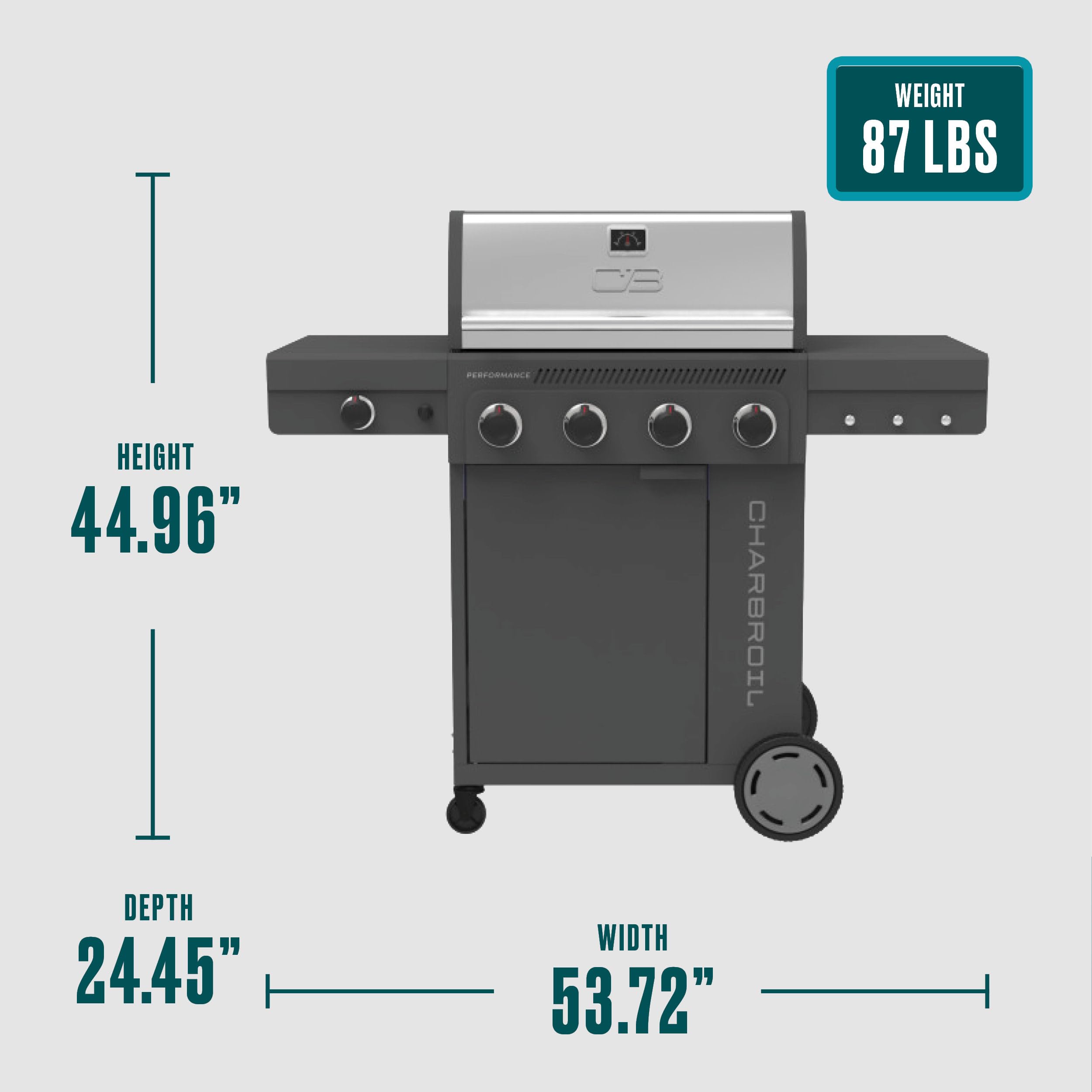 Charbroil 4-Burner Gas Grill Cabinet - Gray -9